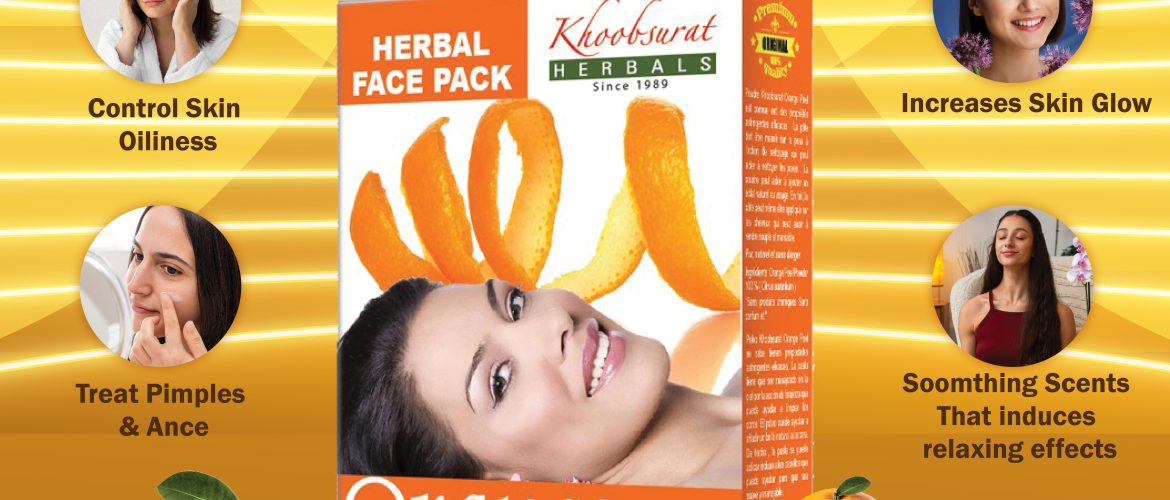 Woman applying orange peel herbal face pack for glowing skin